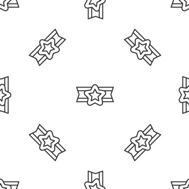 Grey line Star American military icon isolated seamless pattern on white background. Military badges. Army patches.  Vector