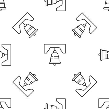Grey line Liberty bell in Philadelphia icon isolated seamless pattern on white background.  Vector