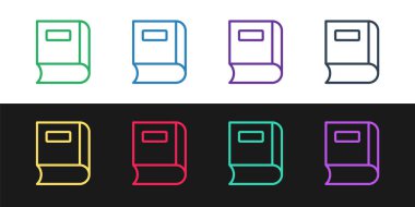 Satır Kitabı simgesini siyah ve beyaz arkaplanda izole et. Vektör