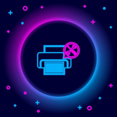 Siyah arkaplanda izole edilmiş, tornavida ve anahtar simgesiyle parlayan neon hattı yazıcısı. Ayarlama, servis, ayar, bakım, onarım, onarım. Renkli taslak konsepti. Vektör