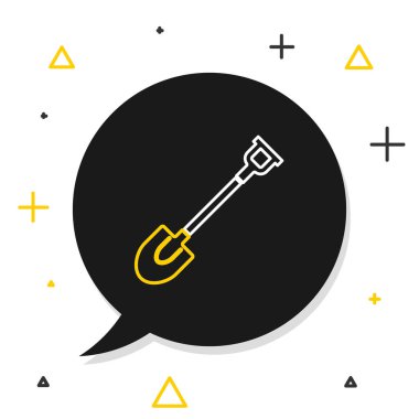 Çizgi Bahçesi kürek ikonu beyaz arkaplanda izole edildi. Bahçe aletleri. Bahçecilik, tarım, çiftçilik aleti. Renkli taslak konsepti. Vektör