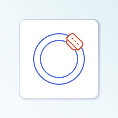 Çizgi bisiklet fren disk simgesi beyaz arkaplanda izole edildi. Renkli taslak konsepti. Vektör