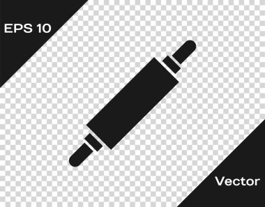 Siyah Rolling Pin simgesi şeffaf arkaplanda izole edildi. Vektör İllüstrasyonu.