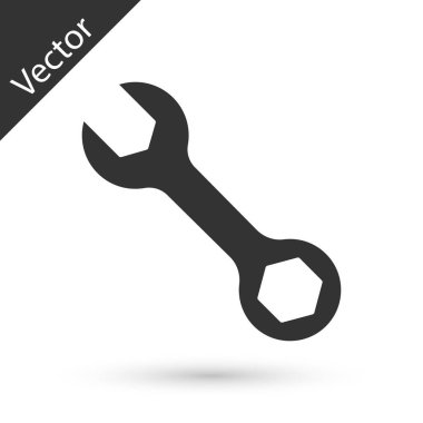 Gri İngiliz anahtarı simgesi beyaz arkaplanda izole edildi. Vektör.