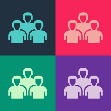 Pop art Team of baseball players icon isolated on color background.  Vector