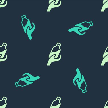 Green and beige Donation water icon isolated seamless pattern on blue background.  Vector