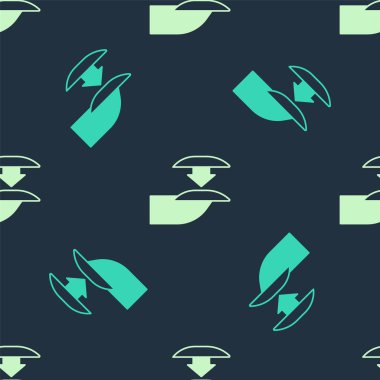 Manikür ikonu için yeşil ve bej renkli çivi seti mavi arka planda izole edilmiş pürüzsüz desen. Tırnak eklentisi için vernik renk paleti. Yapay tırnaklar. Vektör