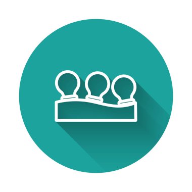 White line Vacuum cans icon isolated with long shadow. Massage jars for face and body. Medical anticellulite cups. Green circle button. Vector.