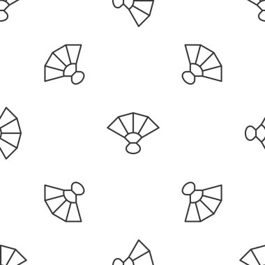 Grey line Fan flamenco accessory icon isolated seamless pattern on white background.  Vector.