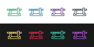 Set line Parking car barrier icon isolated on black and white background. Street road stop border.  Vector