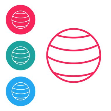 Kırmızı çizgi gezegen simgesi beyaz arkaplanda izole edildi. Simgeleri daire düğmelerine ayır. Vektör