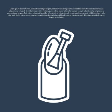 Blue line Nail manicure icon isolated on blue background.  Vector