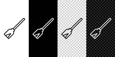 Çizgi sapı simgesi siyah beyaz, şeffaf arkaplanda izole edildi. Temizlik hizmeti konsepti. Vektör