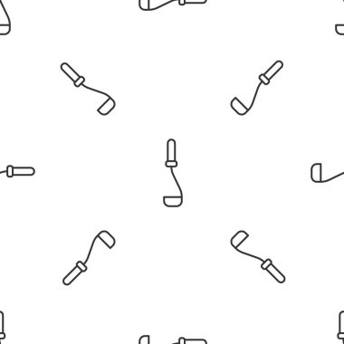 Mutfak kepçesinin gri çizgisi ikonu beyaz arka planda izole edilmiş pürüzsüz desen. Mutfak aletleri. Çatal kaşık tabelası. Vektör