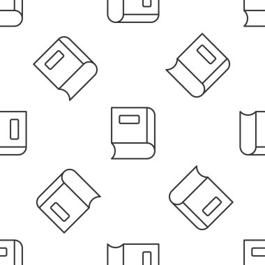 Grey line Book icon isolated seamless pattern on white background.  Vector