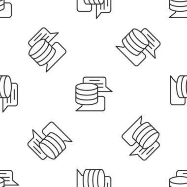 Gri çizgi sunucusu, Data, Web sunucu simgesi izole edilmiş beyaz arkaplan üzerinde kusursuz desen. Vektör