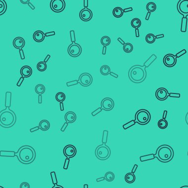 Siyah çizgi büyüteç simgesi yeşil arka planda izole edilmiş pürüzsüz desen. Arama, odaklanma, yakınlaştırma, iş sembolü. Vektör