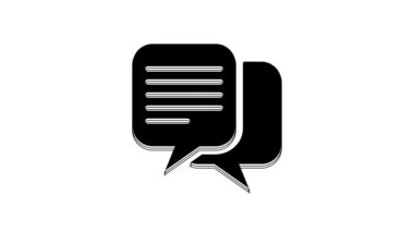 Black Chat icon isolated on white background. Speech bubbles symbol. 4K Video motion graphic animation.