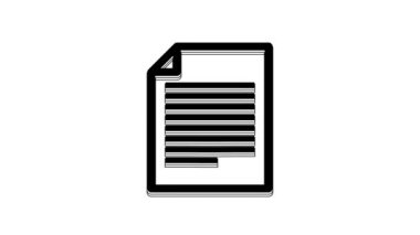 Siyah Belge simgesi beyaz arkaplanda izole edildi. Dosya simgesi. Kontrol listesi simgesi. İş konsepti. 4K Video hareketli grafik canlandırması.