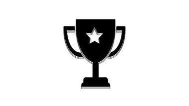 Black Trophy cup icon isolated on white background. Award symbol. Champion cup icon. 4K Video motion graphic animation.