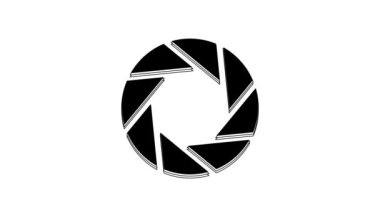 Black Camera shutter icon isolated on white background. 4K Video motion graphic animation.