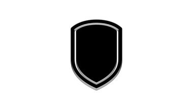 Black Shield icon isolated on white background. Guard sign. 4K Video motion graphic animation.