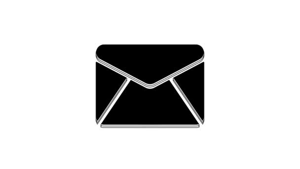 Ікона Black Envelope Ізольована Білому Тлі Символ Листа Електронної Пошти — стокове відео