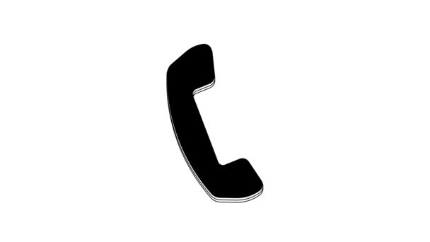 Icono Teléfono Negro Aislado Sobre Fondo Blanco Señal Telefónica Animación — Vídeos de Stock