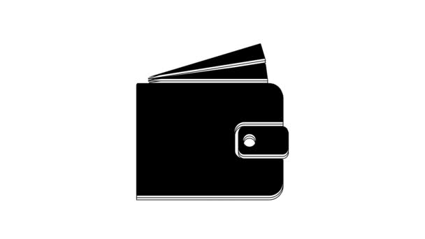Black Wallet Icon Isolated White Background Video Motion Graphic Animation — Vídeos de Stock