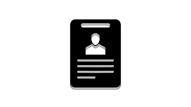 白色背景上孤立的黑色身份徽章图标 它可以用于演示 公司的身份 4K视频运动图形动画 — 图库视频影像