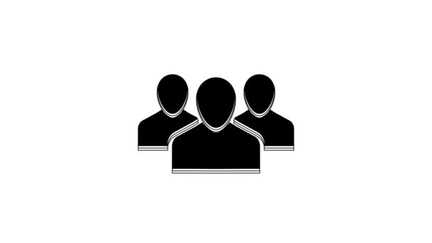 Иконка Группы Черные Пользователи Выделена Белом Фоне Икона Группы Людей — стоковое видео