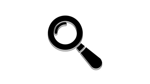 Schwarzes Lupensymbol Isoliert Auf Weißem Hintergrund Suchen Fokussieren Zoomen Geschäftssymbol — Stockvideo