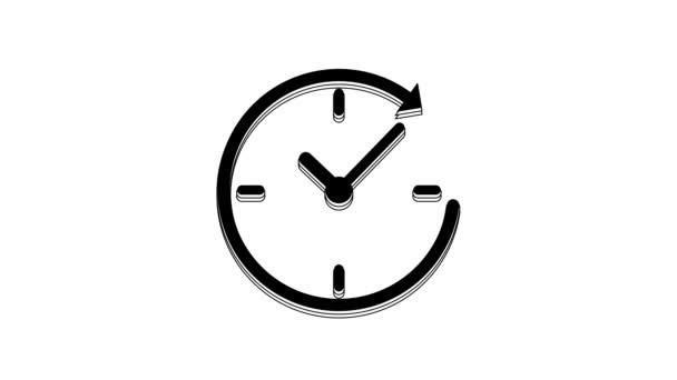 Beyaz Zemin Üzerinde Simgesi Olan Siyah Saat Zaman Sembolü Saat — Stok video