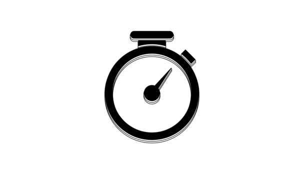 Siyah Kronometre Simgesi Beyaz Arkaplanda Izole Edildi Zaman Göstergesi Video — Stok video