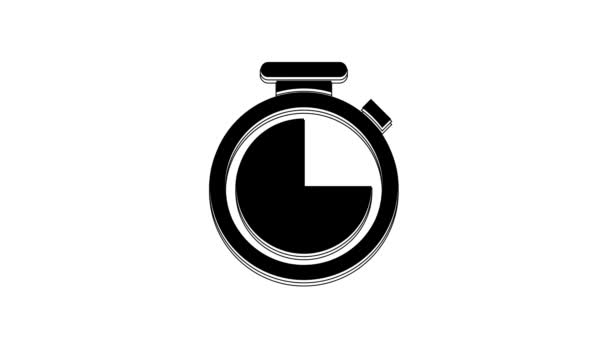 Icono Cronómetro Negro Aislado Sobre Fondo Blanco Signo Del Temporizador — Vídeo de stock
