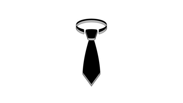 Fekete Nyakkendő Ikon Elszigetelt Fehér Háttérrel Nyakkendő Nyakkendő Szimbólum Videó — Stock videók