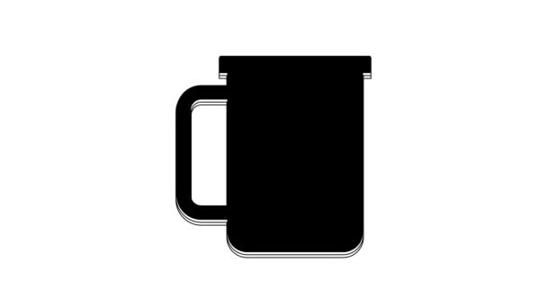 Black Coffee Cup Icon Isolated White Background Tea Cup Hot — Stock Video