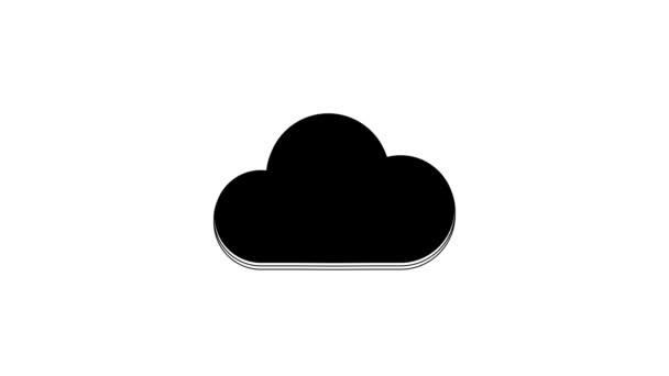 Schwarzes Wolkensymbol Isoliert Auf Weißem Hintergrund Video Motion Grafik Animation — Stockvideo