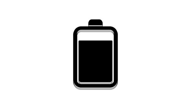 Black Battery Icon Isolated White Background Video Motion Graphic Animation — Stockvideo