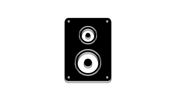 Czarna Ikona Głośnika Stereo Odizolowana Białym Tle Głośniki Nagłośnienia Ikona — Wideo stockowe