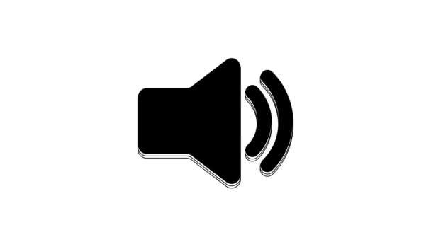 Чорний Динамік Звуковий Звуковий Символ Значок Медіа Музики Ізольовано Білому — стокове відео