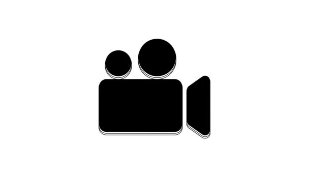 Black Movie Video Camera Icon Isolated White Background Cinema Camera — Video