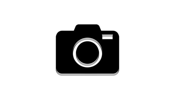 Black Photo Camera Icon Isolated White Background Foto Camera Icon — Stock Video