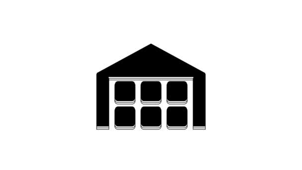 Black Warehouse Icon Isolated White Background Video Motion Graphic Animation — Stock Video
