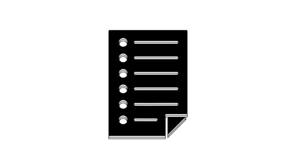 Черный Документ Значок Изолирован Белом Фоне Значок Файла Reecklist Icon — стоковое видео