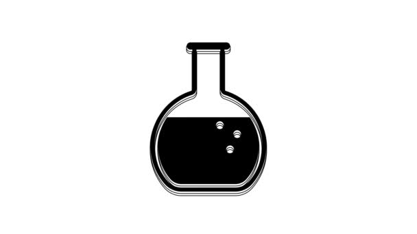Black Test Tube Flask Chemical Laboratory Test Icon Isolated White — Video Stock