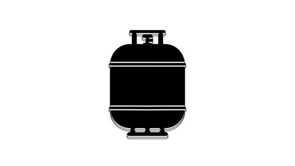 Black Propane Gas Tank Icon Isolated White Background Flammable Gas — Stock Video