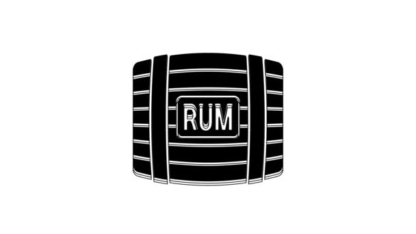 Black Wooden Barrel Rum Icon Isolated White Background Video Motion — 图库视频影像