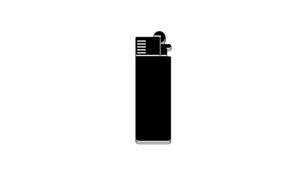Ikona Black Lighter Izolovaná Bílém Pozadí Grafická Animace Pohybu Videa — Stock video