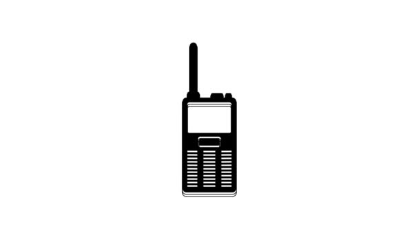 Černá Vysílačka Ikona Izolované Bílém Pozadí Přenosná Ikona Vysílače Rádiový — Stock video